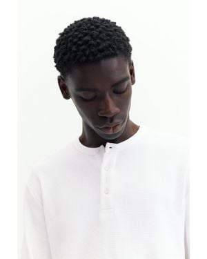 Pull&Bear Long Sleeve Henley T-Shirt - Black