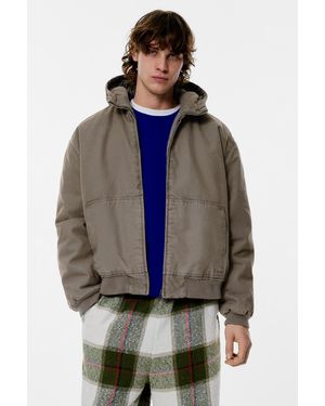 Pull&Bear Washed Effect Hooded Jacket - Grey