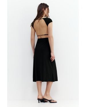 Pull&Bear Open Back Midi Dress - Black