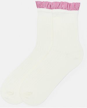 Pull&Bear Socken Mit Popelin-Rüsche - Weiß