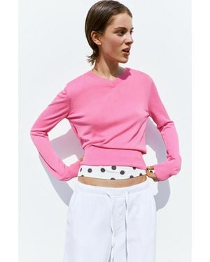 Pull&Bear V-Neck Jumper - Pink