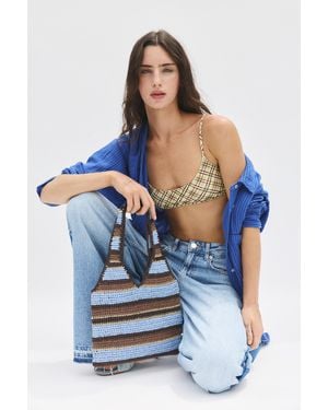 Pull&Bear Schultertasche Mit Streifenmuster - Blau