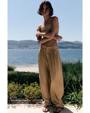 Pull&Bear Wide-Leg Darted Trousers - Multicolour
