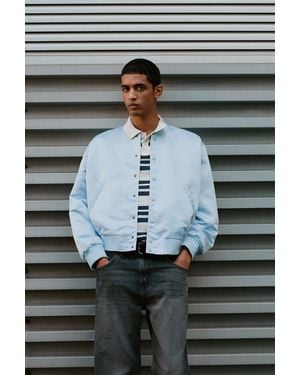 Pull&Bear Satin Bomber Jacket - Black