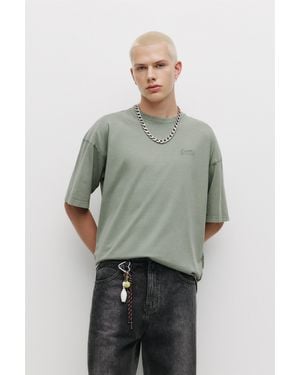 Pull&Bear Faded Stwd T-Shirt - Green