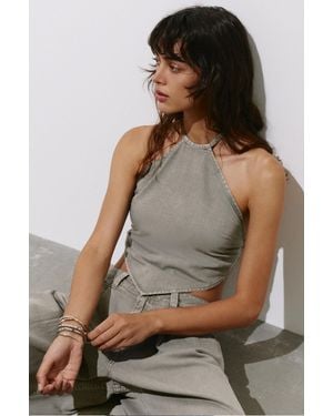 Pull&Bear Open-Back Triangular Top - Brown