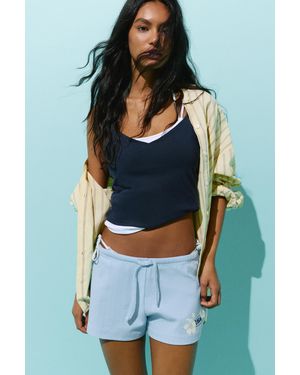 Pull&Bear Floral Textured Shorts - Blue