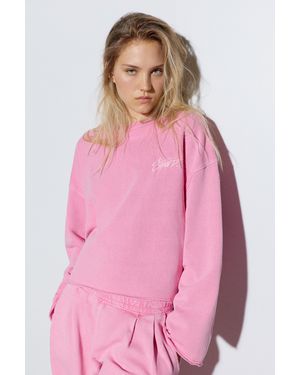Pull&Bear Round Neck Stwd Sweatshirt - Pink