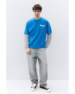 Pull&Bear T-Shirt Mit Creative-Realms-Grafik - Blau
