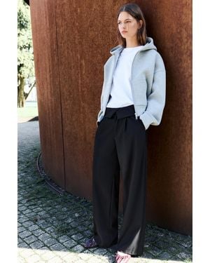 Pull&Bear Hose Mit Weitem Bein Und Umschlagbund - Schwarz