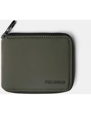 Pull&Bear Rubberised Wallet - Green