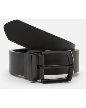Pull&Bear Reversible Leather Effect Belt - Black