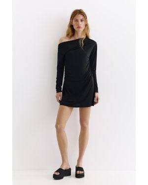 Pull&Bear Asymmetrisches Kurzes Kleid - Schwarz