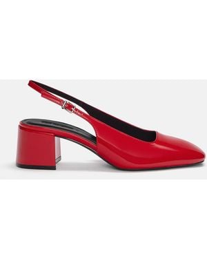 Pull&Bear Heeled Slingback Shoes - Red