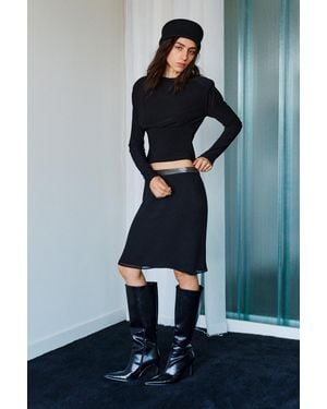 Pull&Bear Top Mit Raffung Und Schulterpolstern - Blau