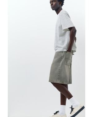 Pull&Bear Baggy Relaxed Fit Denim Bermuda Shorts - White