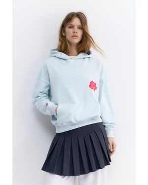 Pull&Bear Flower Graphic Hoodie - White