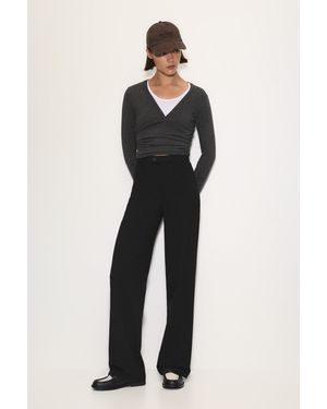 Pull&Bear Smart Straight-Leg Trousers - Blue