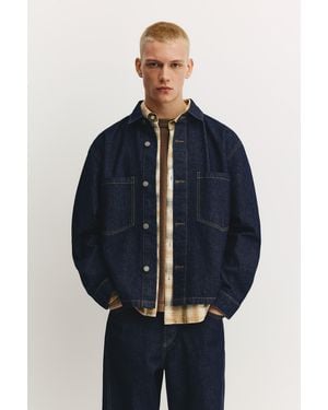 Pull&Bear Denim Shirt With Pockets - Blue