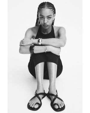 Pull&Bear Toe Divider Flat Sandals - Black