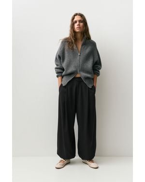 Pull&Bear Darted Sarouel Trousers - Blue