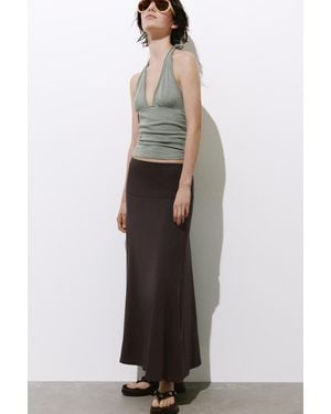 Pull&Bear Flared Midi Skirt - Black