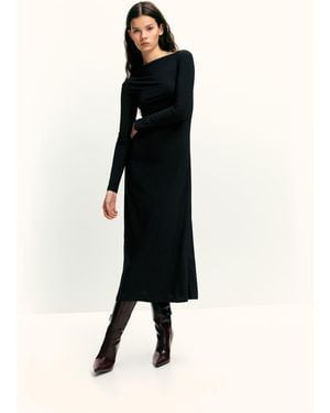 Pull&Bear Soft Draped Midi Dress - Black