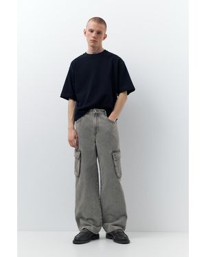Pull&Bear Baggy Cargo Jeans - Black
