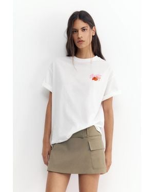 Pull&Bear Stwd T-Shirt Mit Erdbeer-Print - Weiß