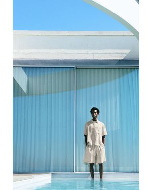 Pull&Bear 100% Linen Bermuda Sweat Shorts - Multicolour