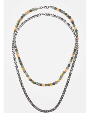 Pull&Bear Pack Of Bead And Chain Necklaces - White