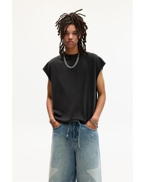 Pull&Bear Washed Sleeveless T-Shirt - Black