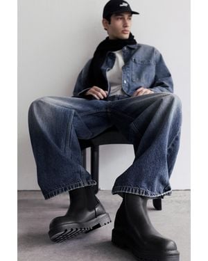Pull&Bear Leather Chelsea Boots - Black