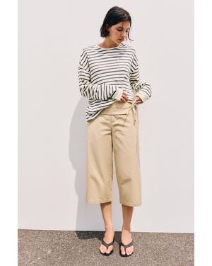 Pull&Bear Oversize Long Sleeve Striped T-Shirt - Natural