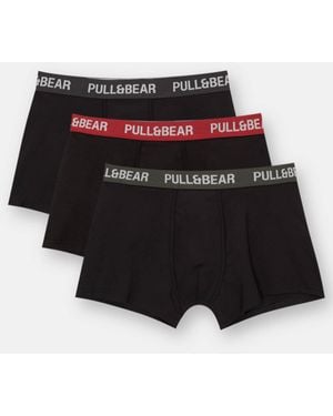 Pull&Bear 3-Pack Of Boxers With Contrast Waistband - Black