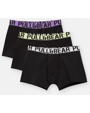 Pull&Bear 3-Pack Of Boxers With Large Logo - Black
