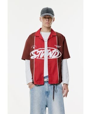 Pull&Bear Stwd Panelled Shirt - Red