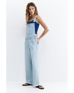 Pull&Bear Long Denim Dungarees - Blue