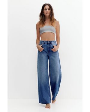 Pull&Bear High-Waist Wide-Leg Jeans - Blue