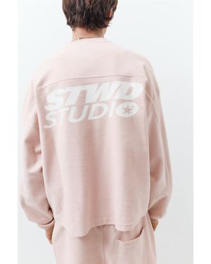 Pull&Bear Stwd Round Neck Sweatshirt - Pink