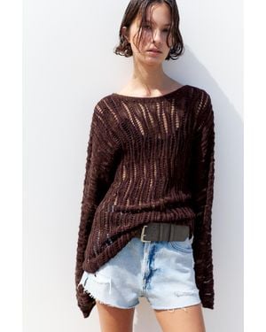 Pull&Bear Pullover Mit Lockeres Strickmuster - Braun