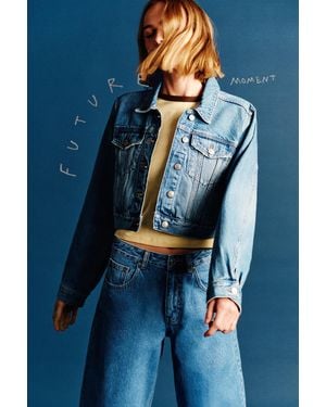 Pull&Bear Cropped Denim Jacket - Blue