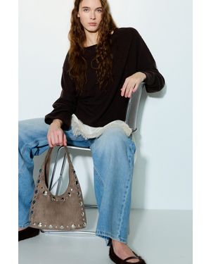 Pull&Bear Studded Shoulder Bag - Grey