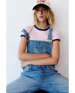 Pull&Bear Long Denim Overalls - Blue