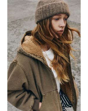 Pull&Bear Hooded Jacket With Faux Shearling Lining - Metallic