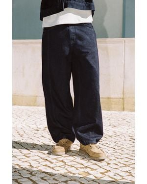 Pull&Bear Front Seam Barrel Jeans - Black