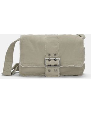 Pull&Bear Canvas Crossbody Bag With Buckle - Natural