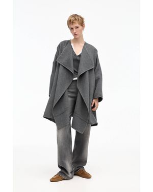 Pull&Bear Felt Texture Cape Coat - Grey