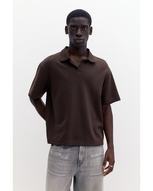 Pull&Bear Short Sleeve Interlock Polo Shirt - Brown