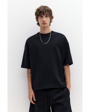 Pull&Bear Interlock Short Sleeve Sweatshirt - Black
